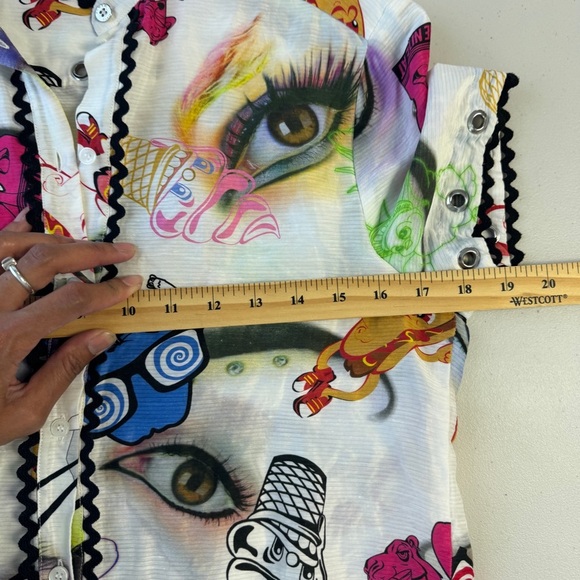 Kenzo Paris Multicolor Graphic Print Shirt Statement Short Sleeve Button Down 36 - Picture 12 of 13